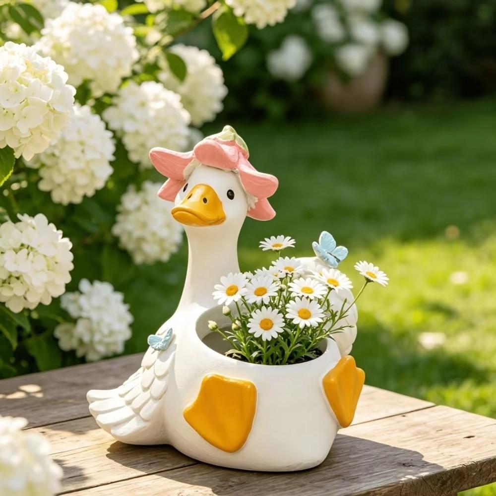 Drainage Hole Goose Planter Pot Cartoon Animal Flower Pot Adorable Goose Planters  Office