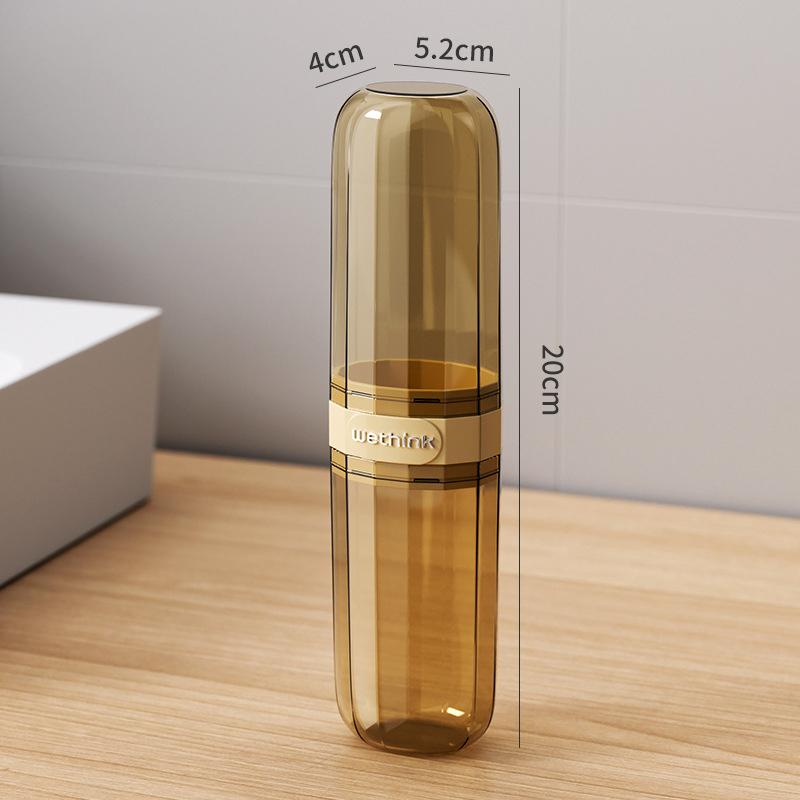 

Прозрачный дорожный держатель для зубной щетки с отсеком для зубной пасты, складной гигиенический набор 2-в-1 для ванной комнаты и портативного использования 20*5.2cm янтарь