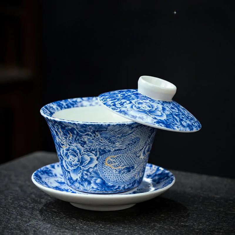 Palace Style Ceramic Gaiwan Enamel Colour with Cover Teacup Light Luxury Chinese Beauty Tea Infuser Home Tea Set Accessories