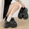 Fashion Women's Platform Loafers Female British Style Round Head Casual New Chunky High Heel Single Shoes Dress Lace-up Leather Pumps