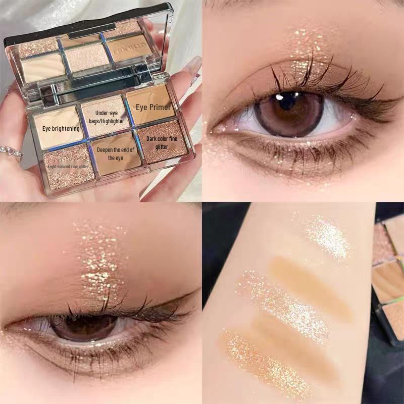 

LEEINTO Cool Spicy Six-Color Eyeshadow Palette: Matte, Pearlescent, Glitter Highlights for Long-lasting, Pigmented Look