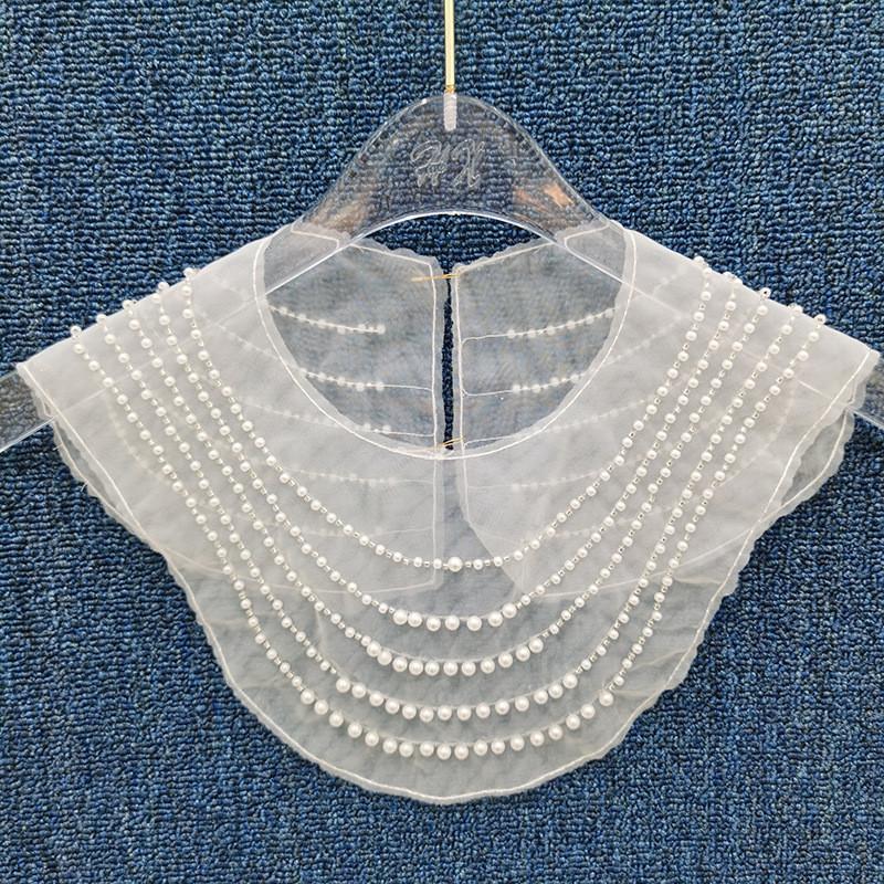 Girl Hollow Mesh Collar With Artificial Pearls And Rhinestone Decor Gift For