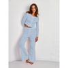 Women Long Sleeve Long Pants Hollow Out Jacquard Home Wear Pajama Set