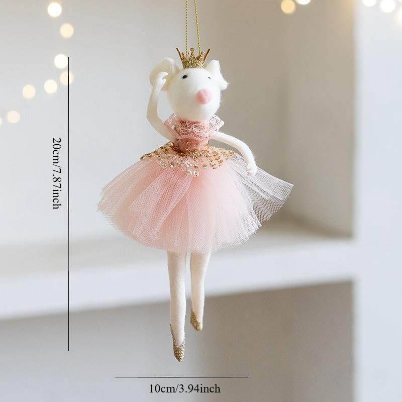 

1PC Pink Mesh Skirt Gold Crown Mouse Small Pendant Creative New Year Christmas Mouse Decoration Christmas Decoration Christmas Tree Ornament