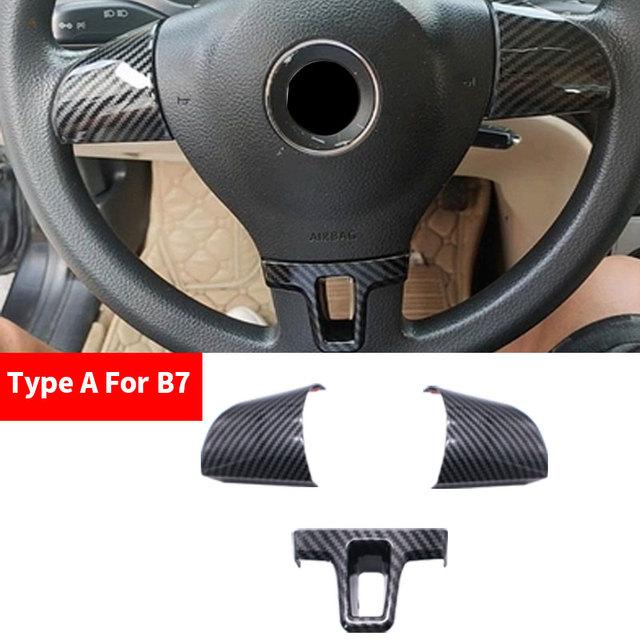 Car Styling ABS Carbon Fiber Texture Steering Wheel Cover Trim For VW Golf 6 MK6 Passat B7 Sharan Polo Jetta Tiguan Caddy Touran