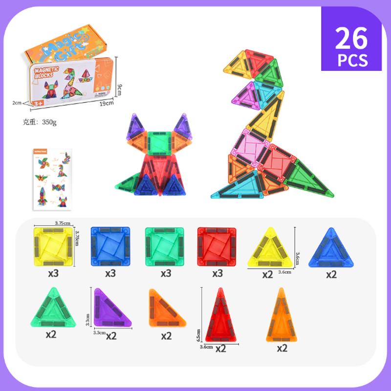 

26-60PCS Magnet Building Blocks Mini Bagnetic Tiles 3.75CM Colorful Window Pieces Magnet Sheet Magnetic Block
