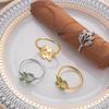 6-48PC High-End Metal Napkin Rings Diamond Pattern Leaf Motif Decorative Clips for Wedding Banquet Hotel Table Settings