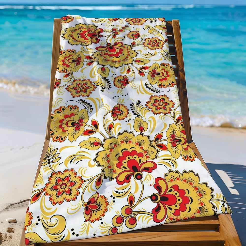 Art Russian Khokhloma Towel Sports Quick Dry Travel Camping Gear Sandproof Soft Light Large Beach Towel
