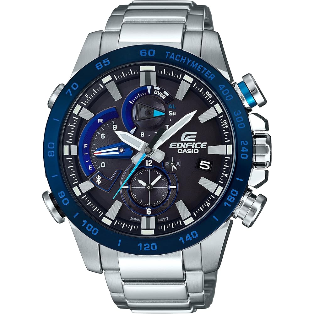 Casio Edifice EQB-800DB-1AJF Men's Silver Smart Link Watch with Bluetooth Connectivity and Chronograph Function