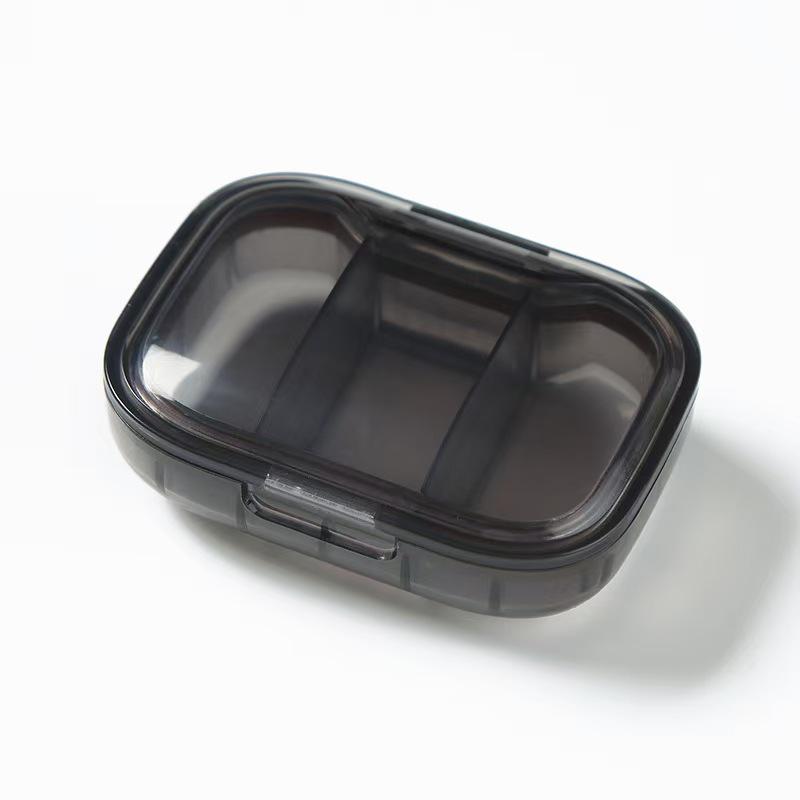 Large-Capacity Transparent Pill Storage Box with Three Compartments for Household Use