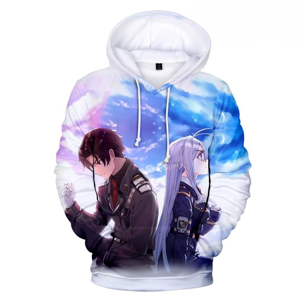 Monochrome Maiden Anime Hoodie, Men's Autumn Winter Warm Fleece Sweatshirt, Black White Anime Girl Graphic Pullover for Weekend Casual Trips