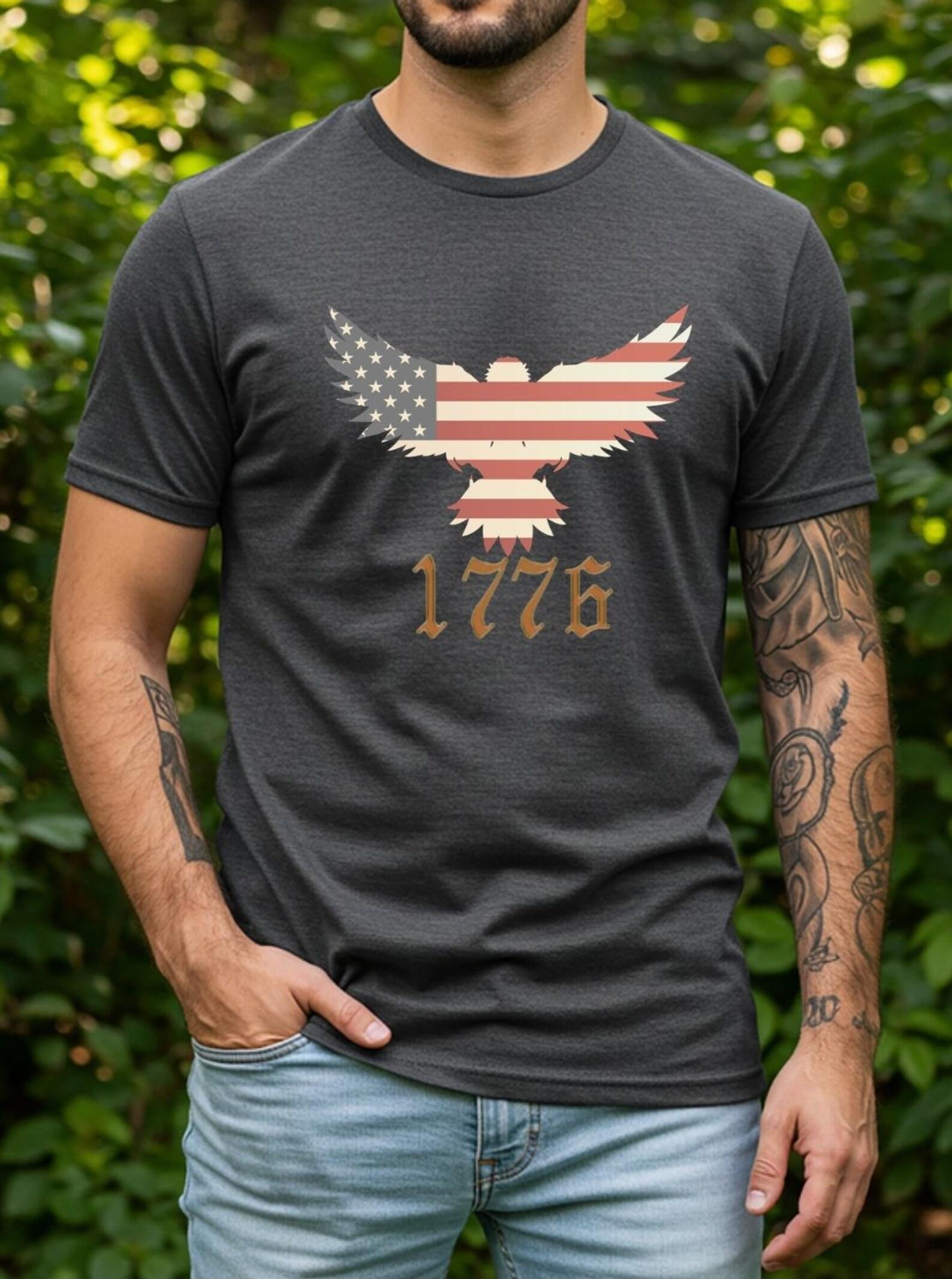 American Eagle Flag Graphic T-Shirt | Patriotic USA Tee | 1776 4th of July Shirt | Independence Day Tee | Unisex American Pride Tee 2XL