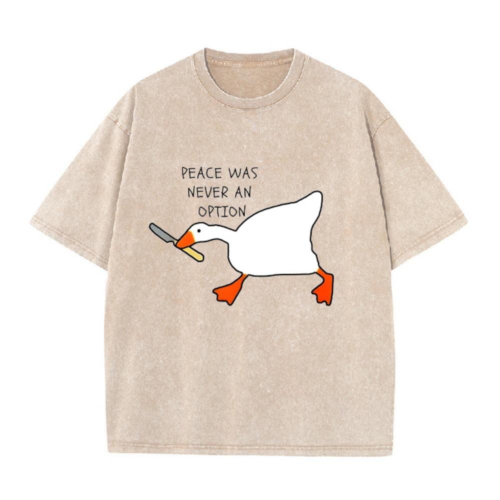 Heren Untitled Goose Game Grafisch T-shirt Peace Was Never An Option Bedrukt Korte Mouw Tee Tops voor Unisex