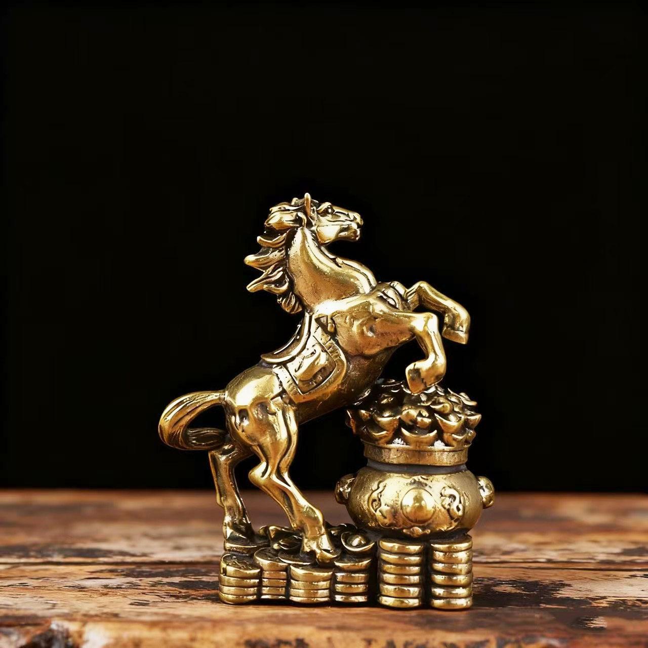 Латунный Рог Изобилия Статуэтка Лошади Орнамент Домашний Декор Настольный Медные Поделки медный