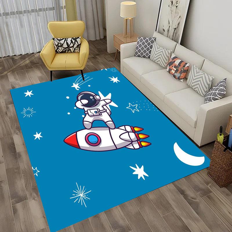 Modern Cartoon Space Rocket Carpet For Living Room Decoration Rug Porch  kids Bedroom Sofa Table Non-slip Floor Mat Home Doormat