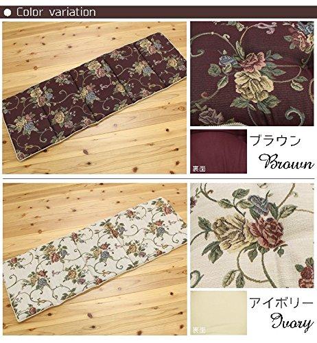 IKEHIKO Living Room Free Seat Cushion, Elegance, Floral Pattern, Moria, Brown, Approx. 43 X 130cm #9262649