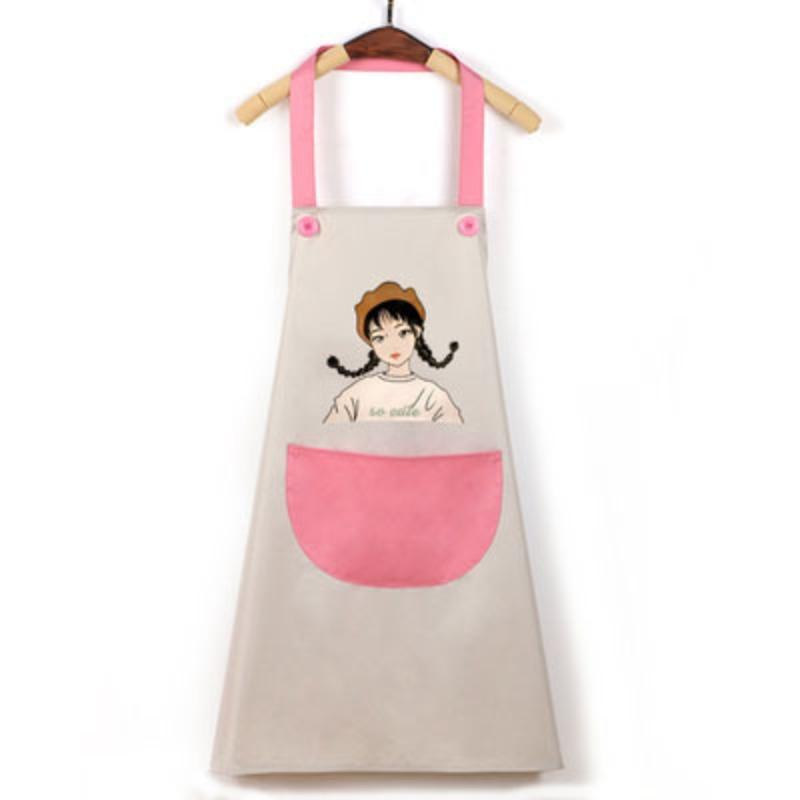 Cartoon Little Girl Apron Waterproof and Oil-proof Fashionable Apron for Kitchen Home Cooking and Housework