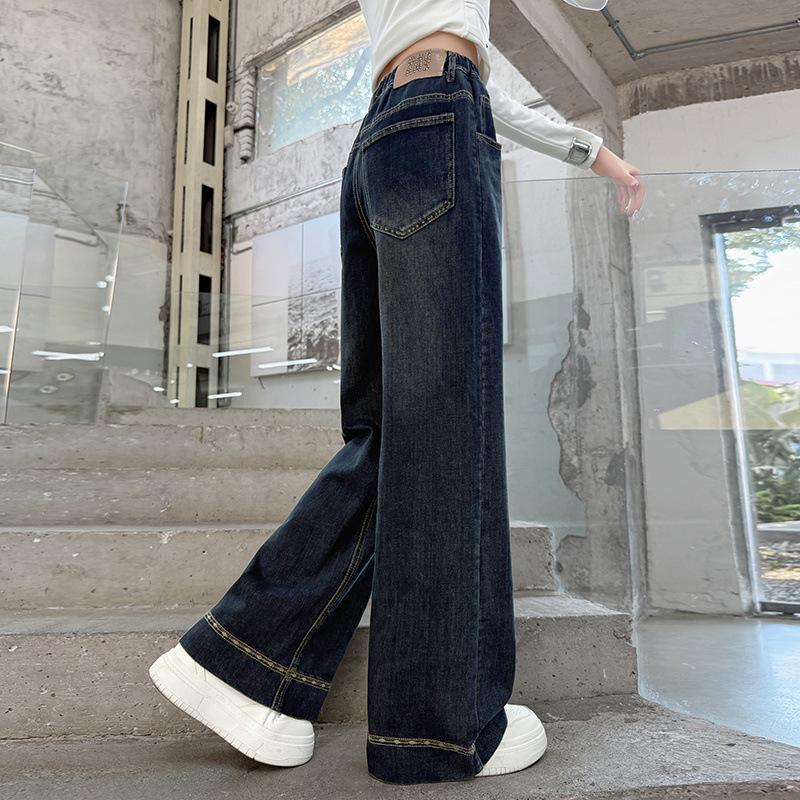 Autumn 2025 Girls' Straight-Leg Wide-Leg Jeans for Middle School Students
