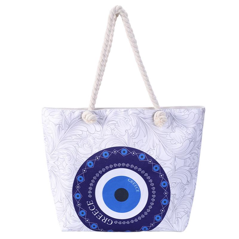 Women's Beach Bag Devil Eyes Tote Blue Eyes Shoulder Bag Evil Eye Canvas Bag