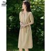 Women's V-Neck Short Sleeve Midi Dress with Tie Waist