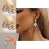 New Trend Alloy Flower Circle Earrings Elegant Geometric Clip-on For Women