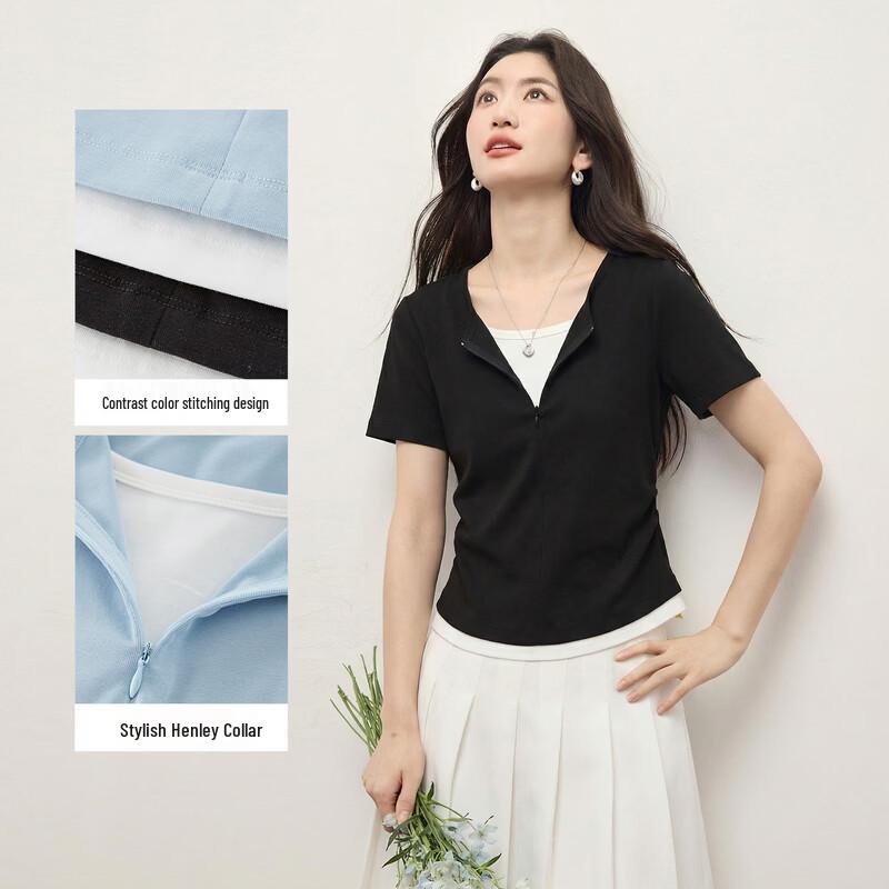 Women s Fake Two-Piece Ruched Crop Top XL