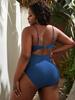 2024 European & American Plus Size Backless Bikini - Solid Color, High-End & Sexy