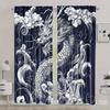 2PC Classic Asian Dragon Blackout Curtains – Chinese Dragon & Japanese Wave Design   Polyester for Bedroom