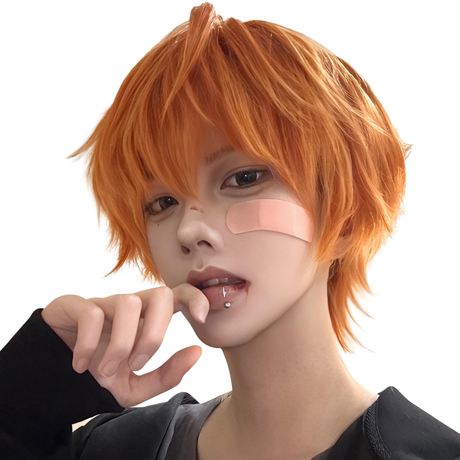 

UncleHu Short Full Wig for Everyday Small Included Men s Wig, Crossdressing, Handsome, Cosplay, Wear, Natural-Looking, Face, Popular, Heat-Resistant, оранжевый