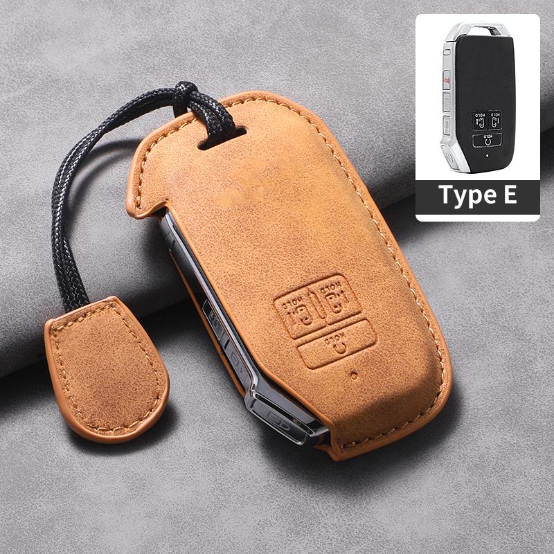 7 Bottons Leather Car Key Case Fob Cover For Kia Carnival K7 2021 2022 Car Remote Key Case Cover Shell Fob Keychian Accessories