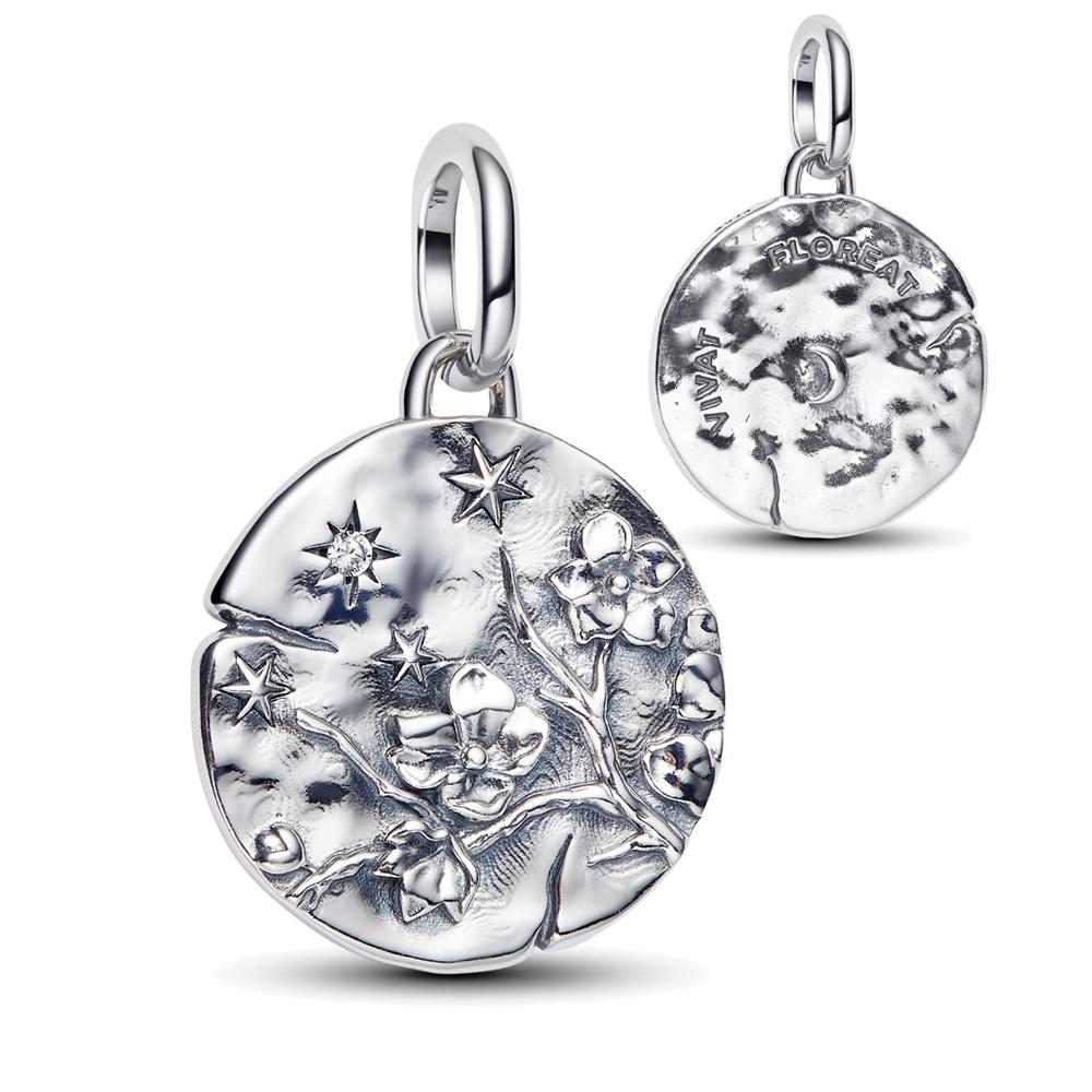 New Golden Round Medallion Pendant with Crossing Arrows Charm for Original Pan Bracelets DIY Jewelry Gift for Women