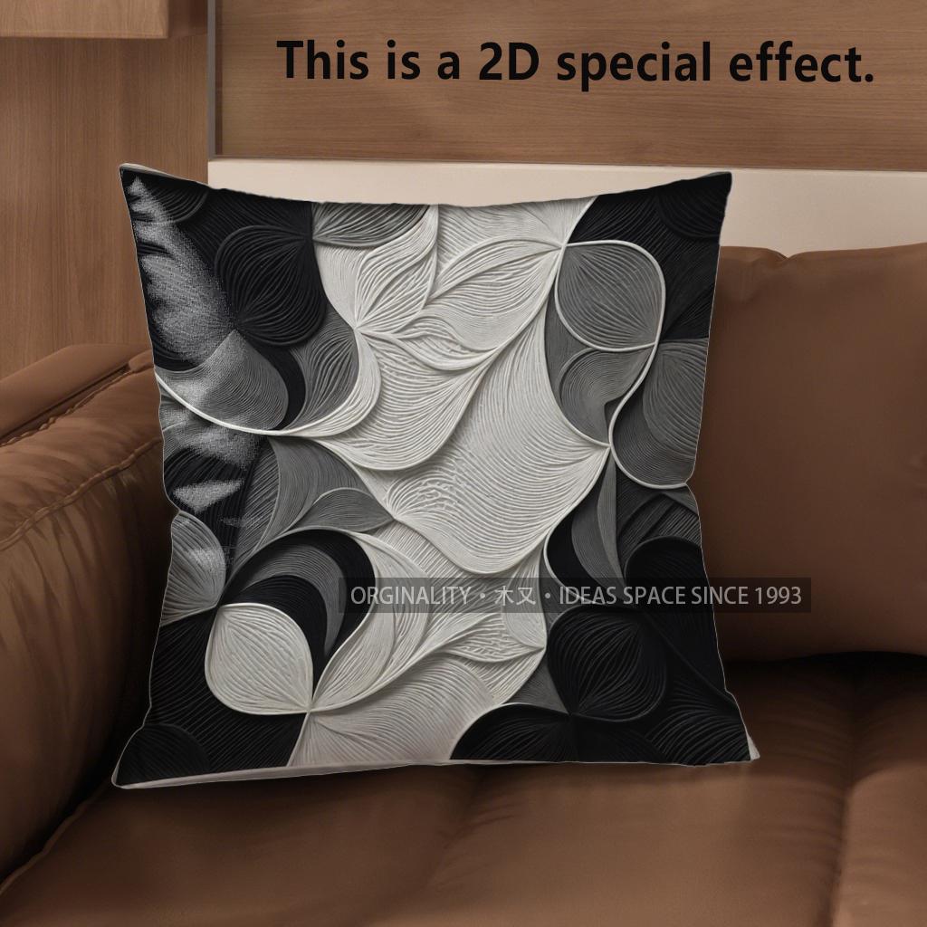 

2D Abstract Black And White Pattern Pillow Covers Pattern Cushion Cover Suitable For Sofa Bedroom Car Pillow Cover 40x40cm