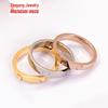 2024 Rhinestone Titanium Steel Couple Rings - Women's Non-Fading Plain Band, 18K Rose Gold