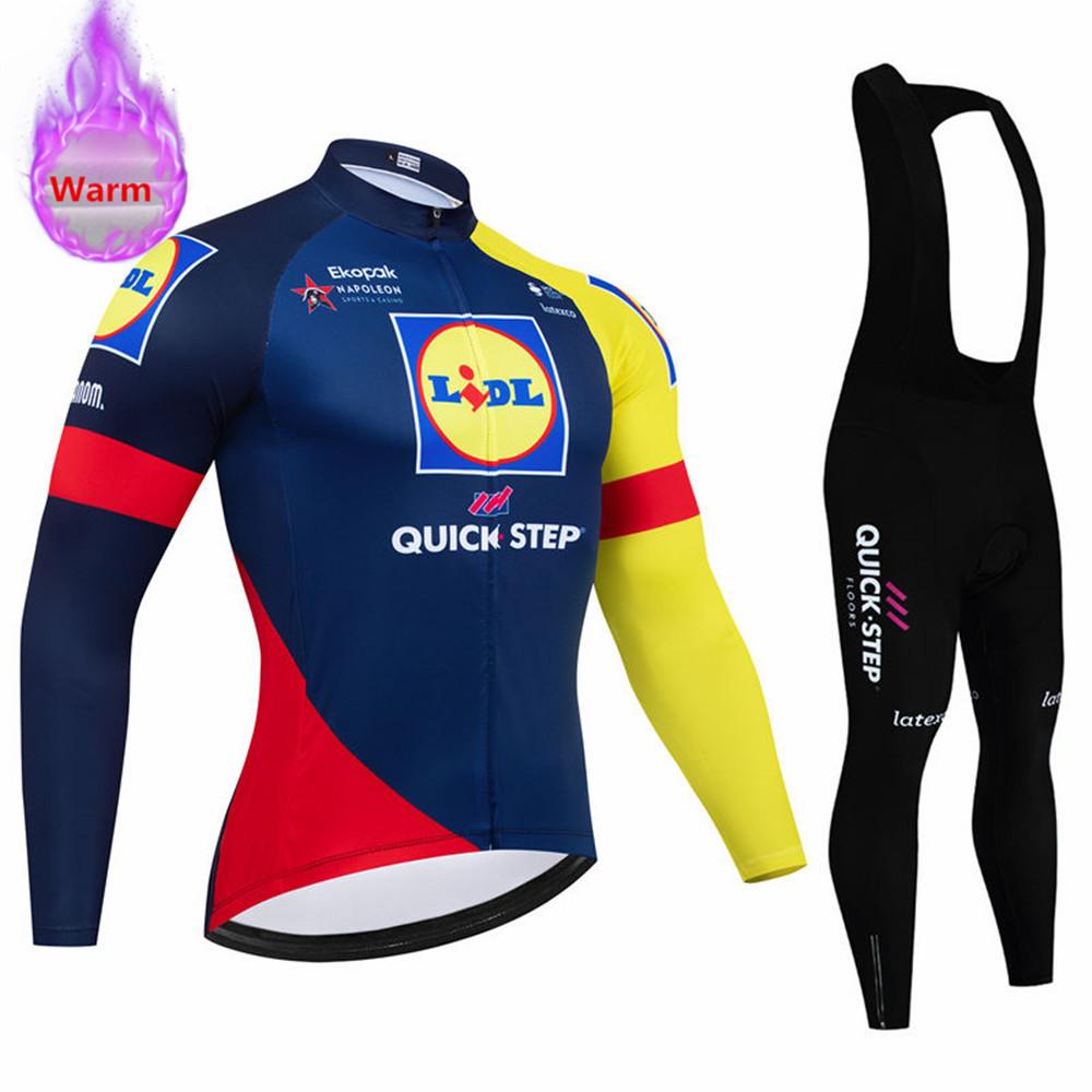 Soudal Quick Step 2026 Zimní cyklistický dres Termo fleecové cyklistické oblečení MTB Bicicleta Set Oblečení na cyklistiku Triathlon Cyklistický oblek