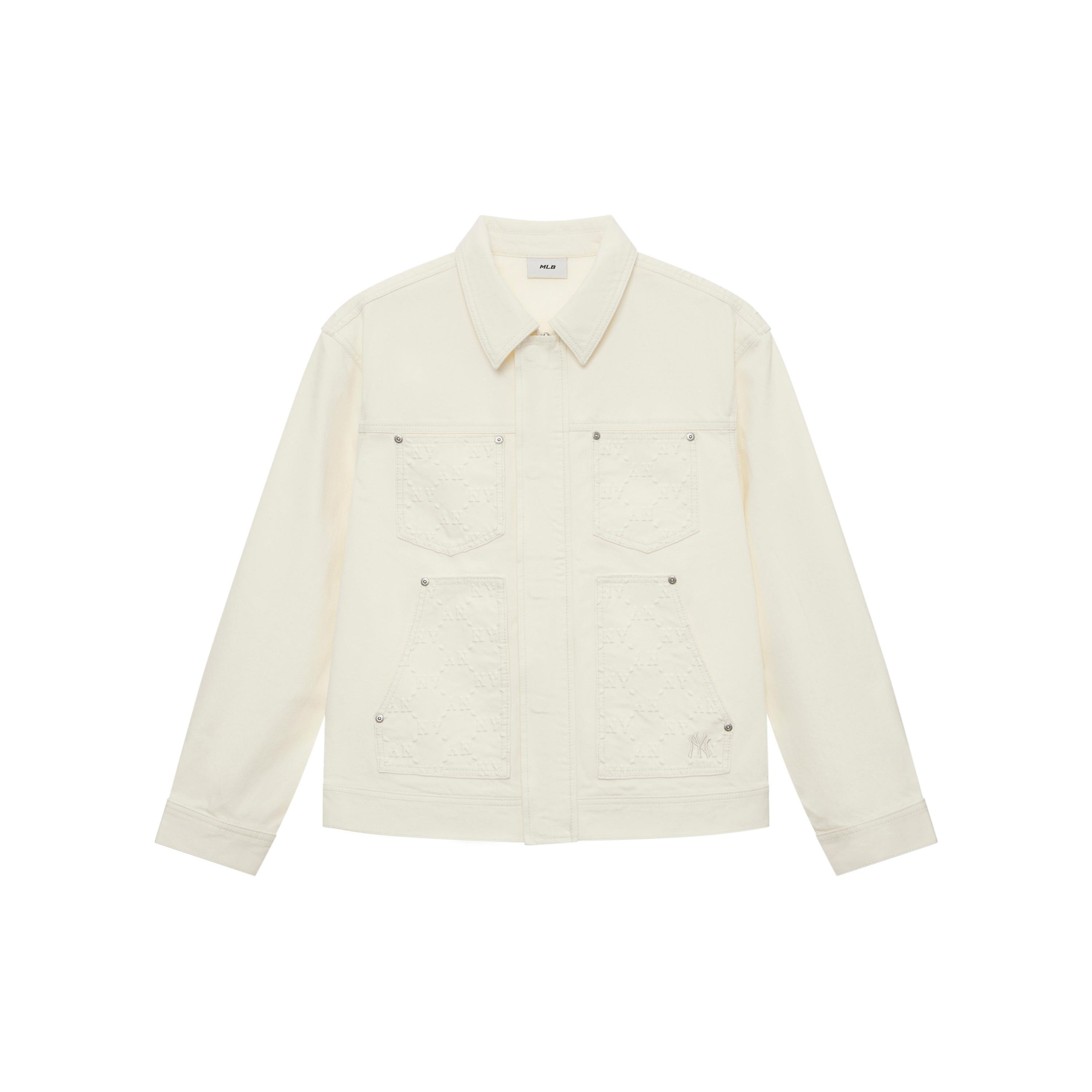 MLB MONOGRAM SS25 Denim Jacket Unisex Dark Cream 3ADKM0551-50CRD S