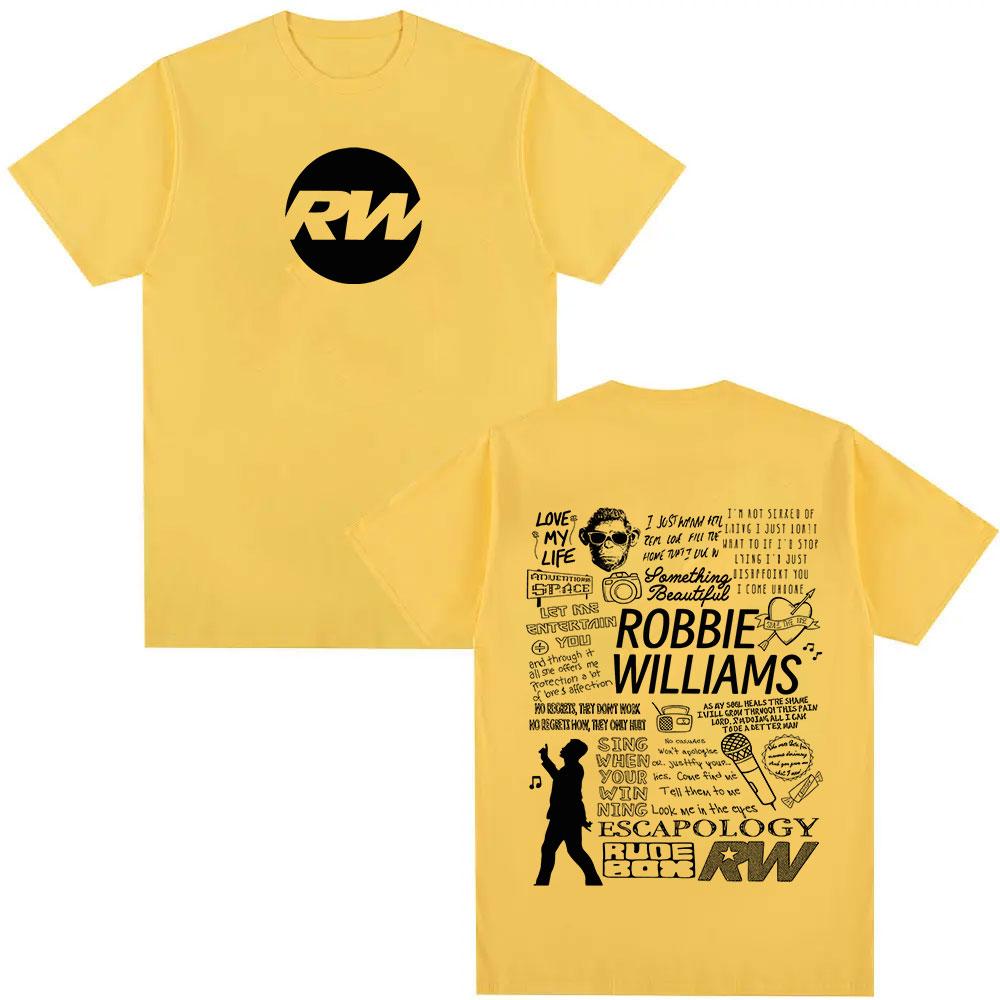 Robbie Williams Rw Tour Album Merch Tričko Pánské Dámské Módní Harajuku Tričko s Krátkým Rukávem Léto O-Výstřih Bavlněná Trička streetové oblečení