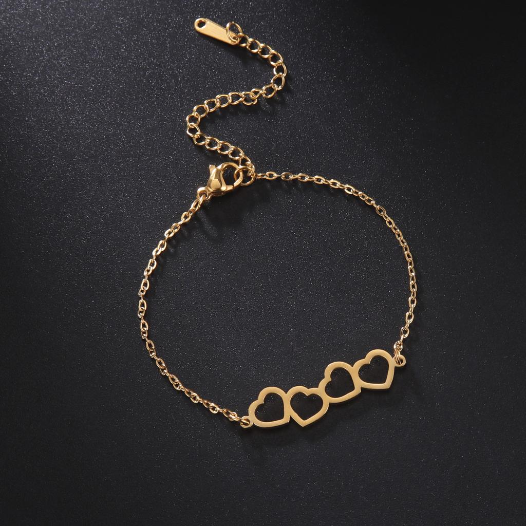 Love Hearts Romantic Exquisite Stainless Steel Bracelets for Women Link Chains Bracelet Light Luxury Elegant Anniversary Jewelry