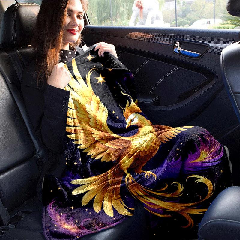 1pc Phoenix Printing Lightweight Flannel Blanket, Comfortable and Warm Blanket, for Camping Sofa Bed and Couch Office, Suitable for Gift Blan