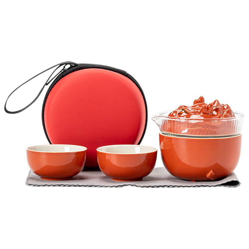 

Portable Kung Fu Tea Set with Glass Teapot and Ceramic Cups