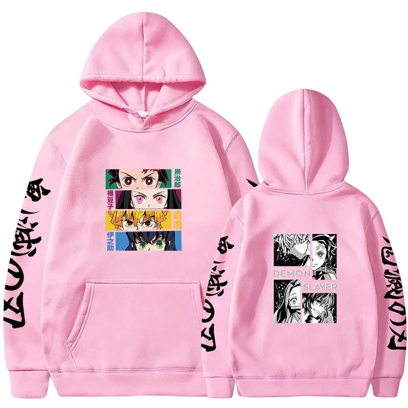 Demon Slayer Harajuku Casual Japanese Anime Printed Hoodie Autumn Winter Comfortable Fleece Long Sleeve Pullover Sweatshirts