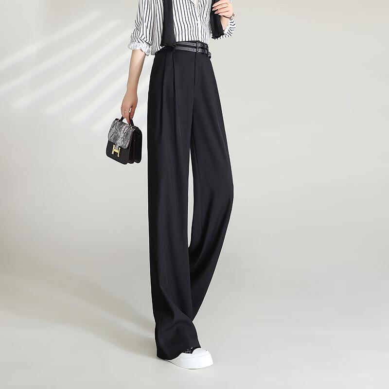 Women's High-Waist Wide-Leg Suit Pants with Detachable Belt