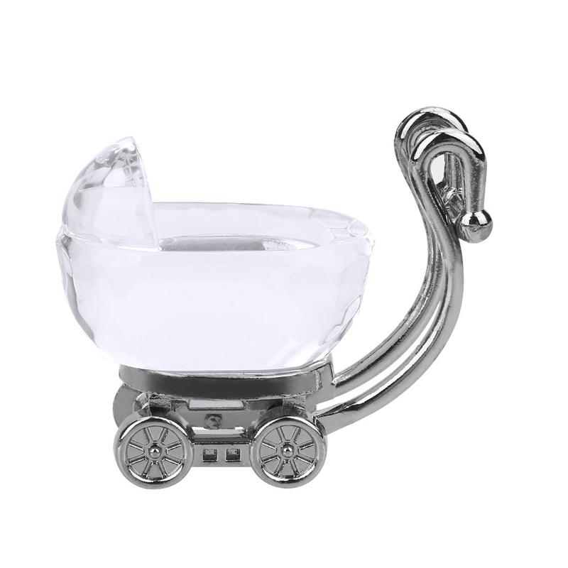 Mini Crystal Baby Carriage Baby Shower Favors Wedding Party Figurines Souvenirs
