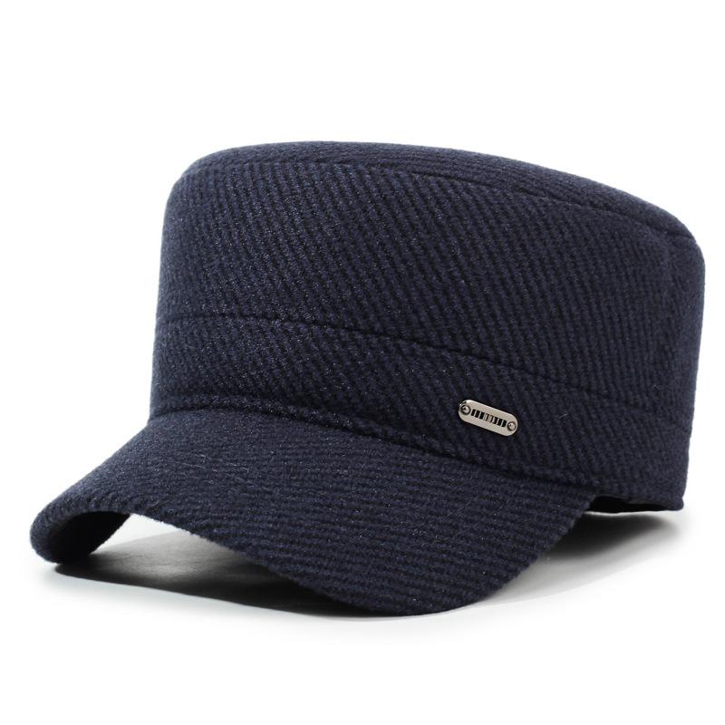 

Зимняя мужская шапка из бархата, толстая, для защиты ушей, шерстяная, плоская, для среднего возраста, теплая, хлопковая шапка