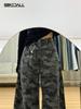 Amerikanische Street-Camouflage Weitbein-Arbeitshose Damen Winter Entspannte Gerade Schnitt Schlankmachende Vielseitige Hose