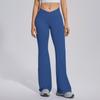 High-Waisted Cross-Back Seamless Yoga Pants Women Quick-Dry Nylon Leggings Flared Wide-Leg Fitness Trousers