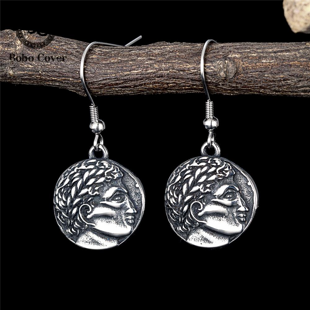 Vintage Sun God Apollo Drop Earrings Women Stainless Steel Greek Mythology Jewelry Lucky Amulet Norse Charm