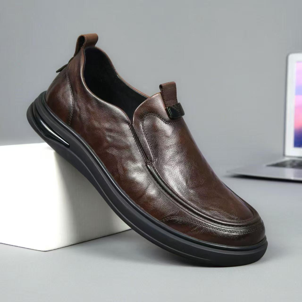 

Мужские универсальные лоферы слипоны в стиле бизнес-кэжуал на толстой подошве, осень 2025 38 коричневый