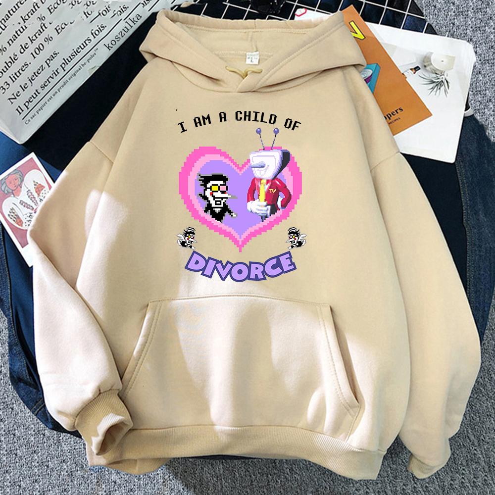 Spamton and Tenna Child of Divorce Hoodie Kawaii Funny Women/men Hoodies Autumn Winter Clothes Aesthetic Sweatshirt Vintage
