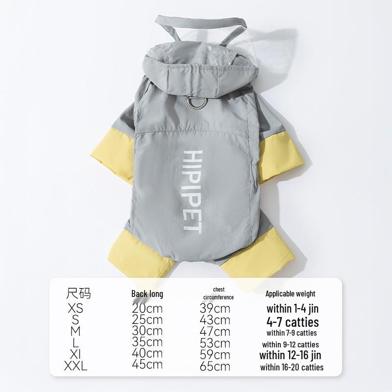 Cartoon Waterproof Full Coverage Raincoat for Small & Medium Dogs - Four-Legged Poncho for Rainy Day Outdoor Use