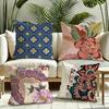 Indonesia Batik Design Cushion Cover Silky Short Plush Invisible Zipper Dustproof Sofa Pillow Case for Home Decor
